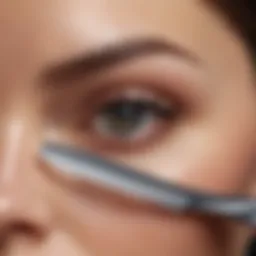 Close-up of a blade poised for dermaplaning