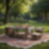 A beautifully arranged picnic setup in a park