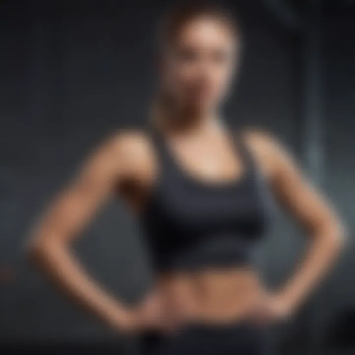 A model demonstrating the fit of a fitted activewear top during exercise