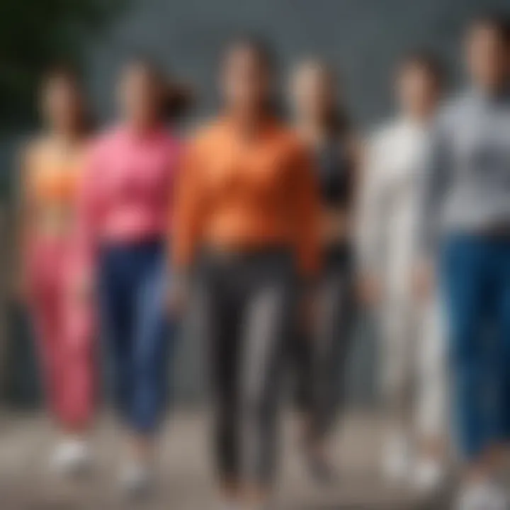 A variety of joggers displayed on a stylish backdrop