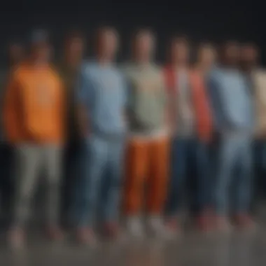 Diverse Styles of Baggy Clothing A vibrant display of various baggy clothing styles showcasing diversity.