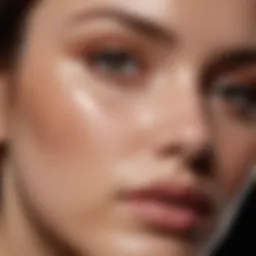 Close-up of matte foundation application on sensitive skin