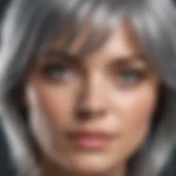 Close-up of vibrant grey hair with healthy shine