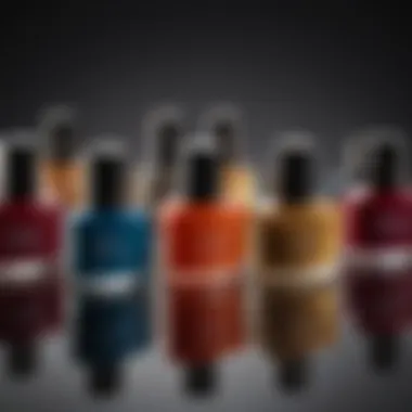 Vibrant Shellac Color Selection A comparison of various shellac colors displayed elegantly.