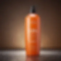 A bottle of toning shampoo showcasing its vibrant color.