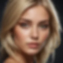 A model showcasing stunning blond hair against olive skin