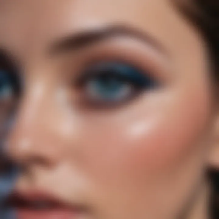 A beauty enthusiast experimenting with various blue eyeshadow products