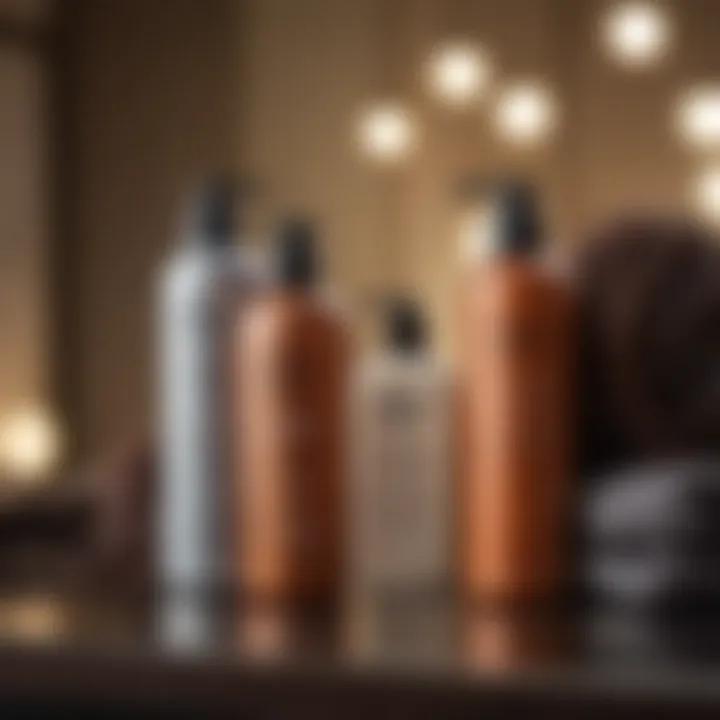 A selection of professional hair care products used for Brazilian hair treatment maintenance.