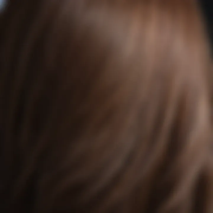 Close-up of smooth and shiny hair after Brazilian hair treatment, highlighting its lustrous finish.