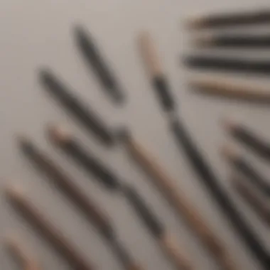 A selection of popular eyebrow pencil brands on a vanity