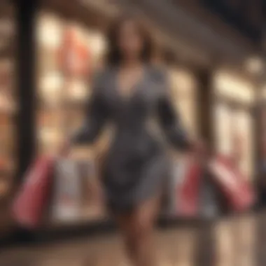 Elegance in Motion Chic Fashionista Holding Shopping Bags