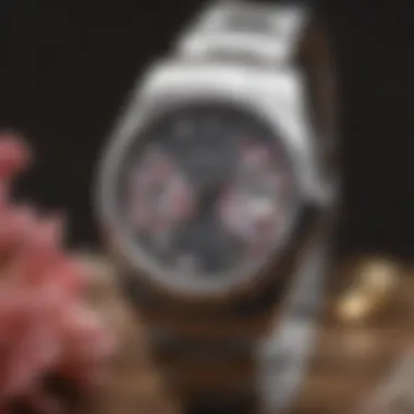 Chic Platinum Rolex Watch with Floral Motif Dial