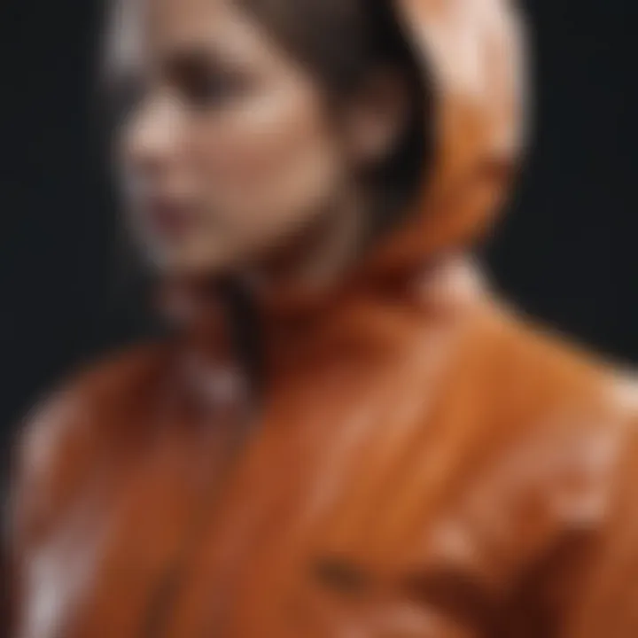 Close-up of innovative fabric technology used in rain proof jackets