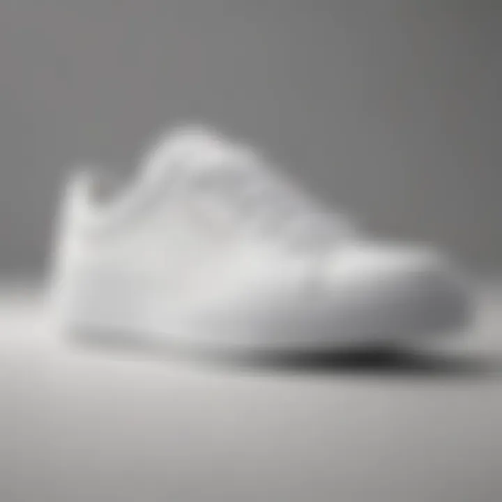 Close-up of trendy white sneaker with subtle logo