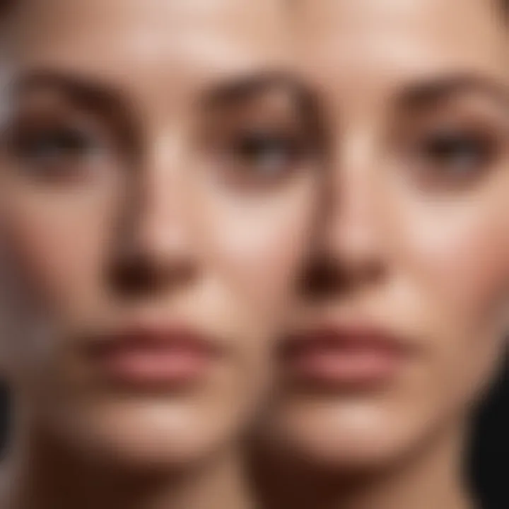 Before and after skin transformation with correcting cream