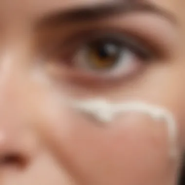 Close-up of eye cream texture showcasing its formulation