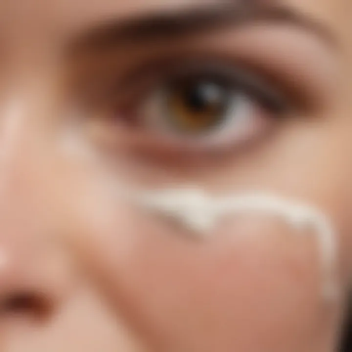 Close-up of eye cream texture showcasing its formulation