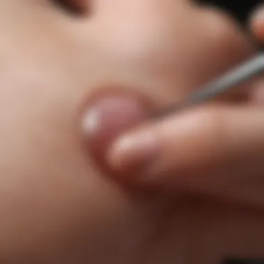 Acetone Application for Dip Nail Removal A close-up of a nail being treated with acetone, highlighting the effective method of removal.