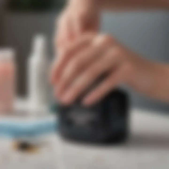 An organized setup for at-home dip nail removal, demonstrating a well-prepared workspace.
