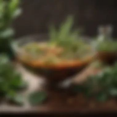Botanical Infusion for Vibrant Hair Organic herbal hair color mix in a beautiful bowl