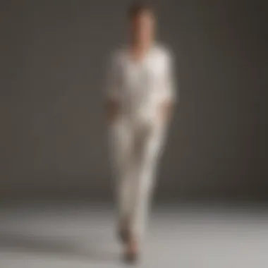 Woman confidently striding in linen slacks