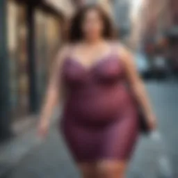 Stylish Plus Size Fashionista Walking Down the Urban Street