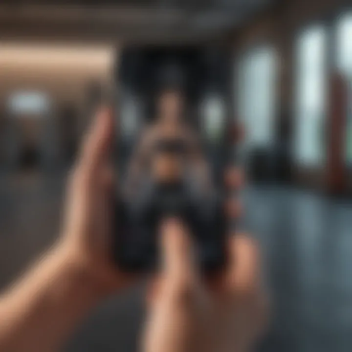 Artistic representation of a person using a fitness app on a smartphone