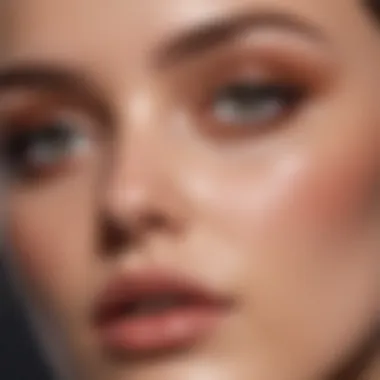 An elegant application of cream eyeshadow on a model's eyelid