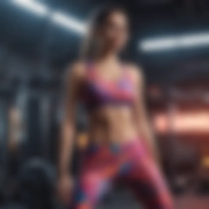 Stylish gym set in vibrant abstract design