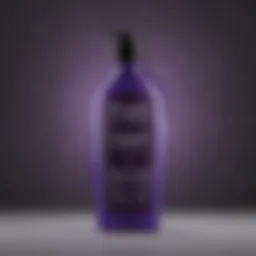 Deep purple shampoo bottle with vibrant color.