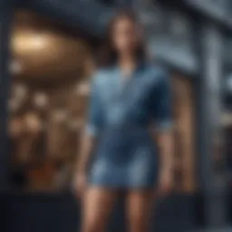 Stylish denim skirt paired with a chic blouse and ankle boots