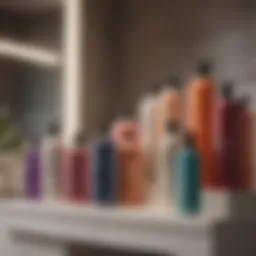 A variety of dry shampoos displayed on a vanity