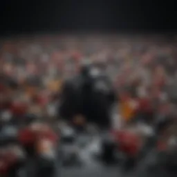 Abstract illustration of diverse selection in black comedy movies