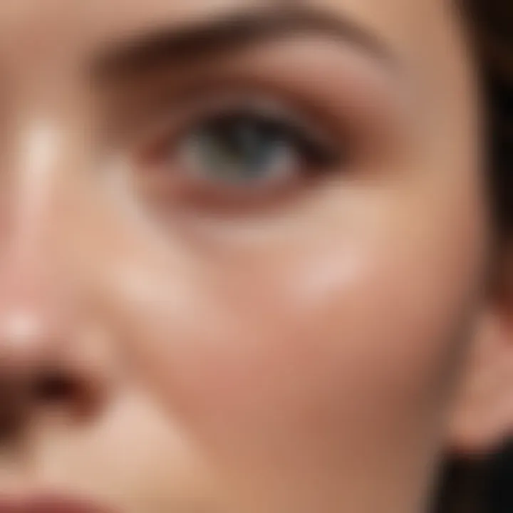 Close-up of blended concealer on skin for seamless finish