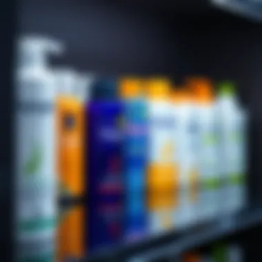Variety of shampoos on a shelf