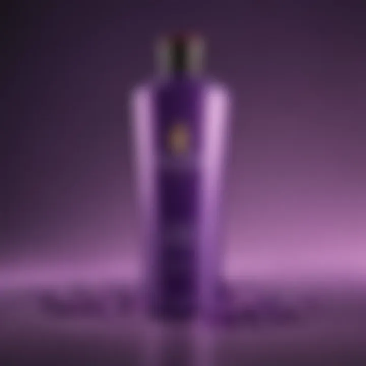 Luxurious purple shampoo bottle on a vibrant background