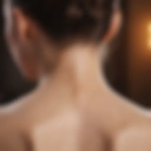 Close-up view of back neck skin with acne