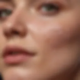 Close-up of facial skin with keratosis pilaris