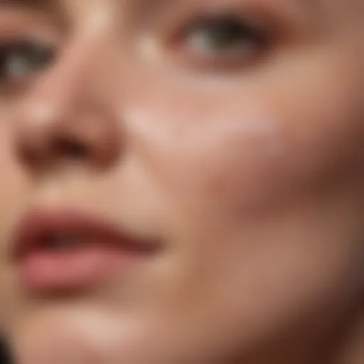 Close-up of facial skin with keratosis pilaris