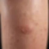 Close-up of keratosis pilaris on leg skin