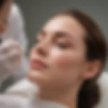 Patient Receiving Chemical Peel Treatment A serene patient in a clinical setting receiving a chemical peel treatment.