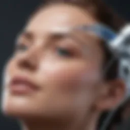 Close-up of electric current facial machine in action