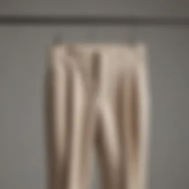 Chic Display of Linen Slacks Elegant linen slacks hanging on a hanger