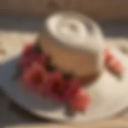Chic beach hat with floral embellishments