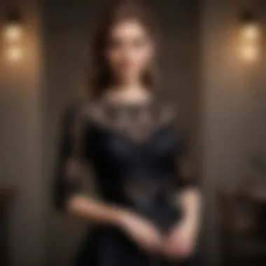 Sophisticated Lace Elegance Elegant black lace top with long skirt