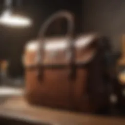 Sleek leather computer bag on a stylish desk