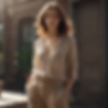 Effortless Flow Casual chic look with tan linen pants and a flowy top