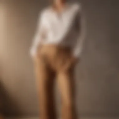Chic Silk Pairing Elegant tan linen pants styled with a silk blouse