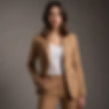 Stylish tan linen pants paired with a structured blazer