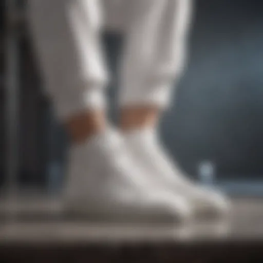 Chic white sneakers paired with a casual outfit